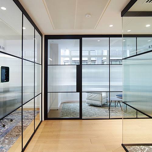 Glass facade and partitions